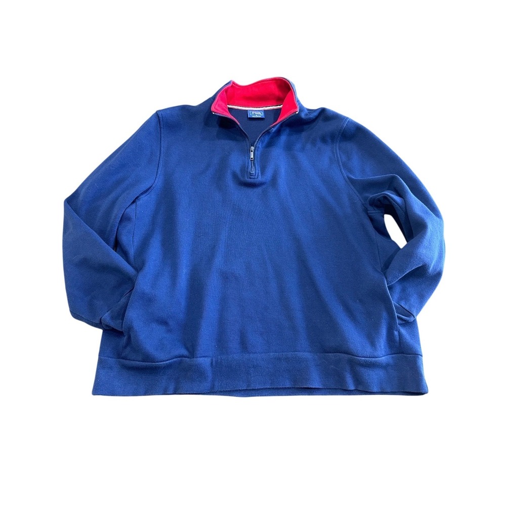 Le Tigre Mens XL Quarter Zip Pullover Sweatshirt Royal Blue Red Mock Neck Pocket